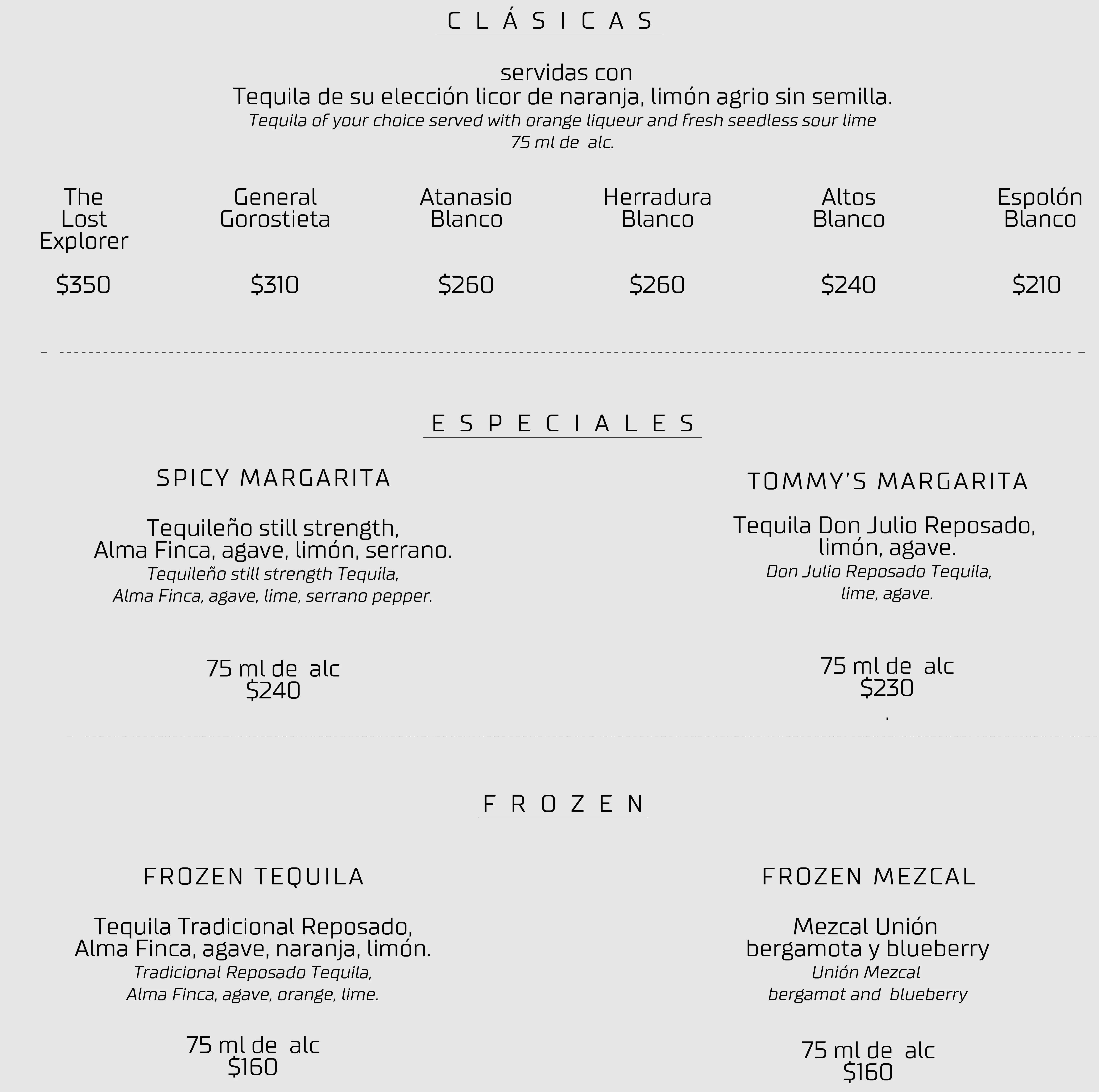 Margaritas — Clásicas, Especiales y Frozen