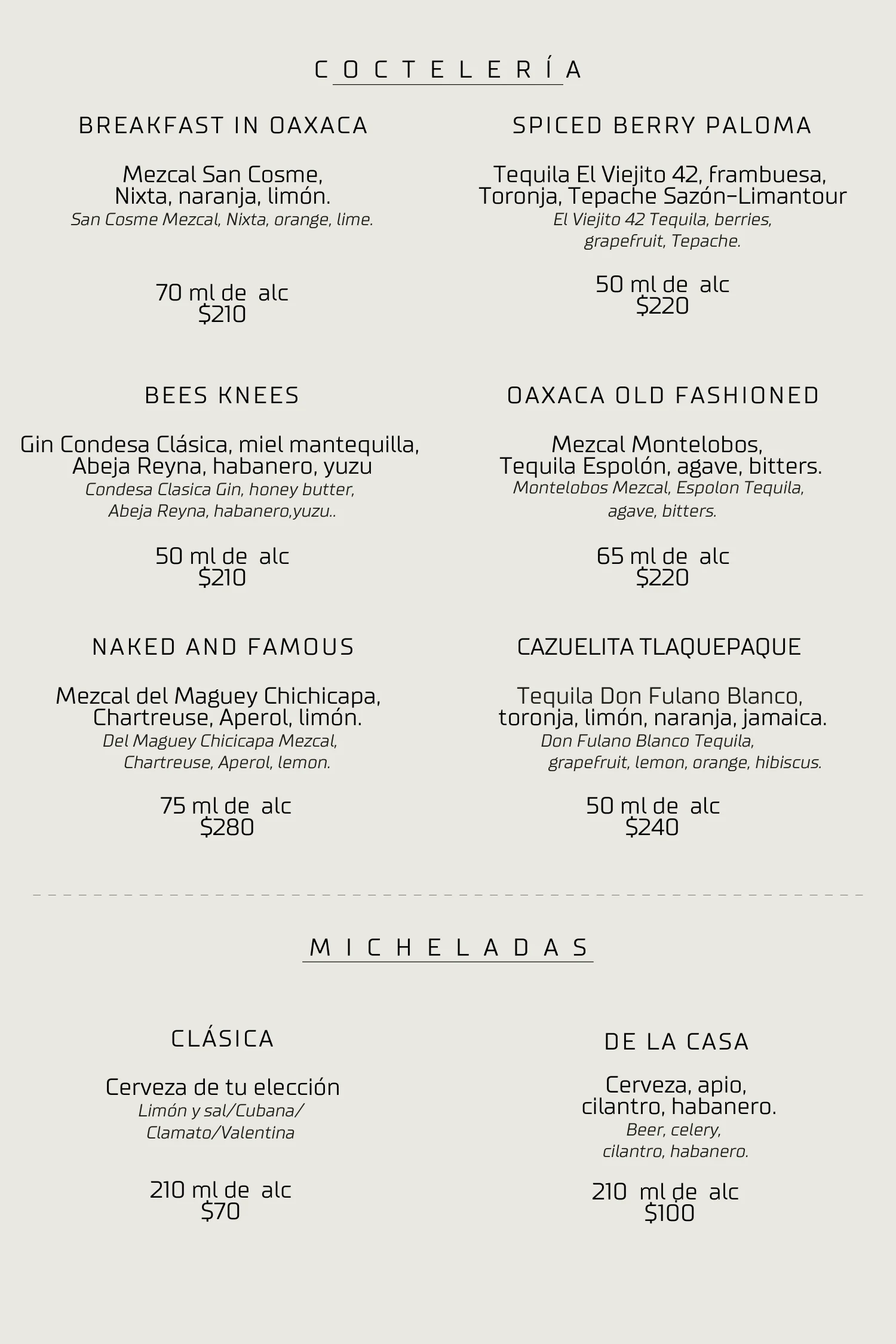 Coctelería y Micheladas
